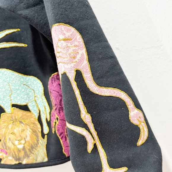 Vintage BON-LOOT GROSSE POINTE Women’s Black Appliqué Jacket Jungle Animals Sz M - Picture 8 of 11
